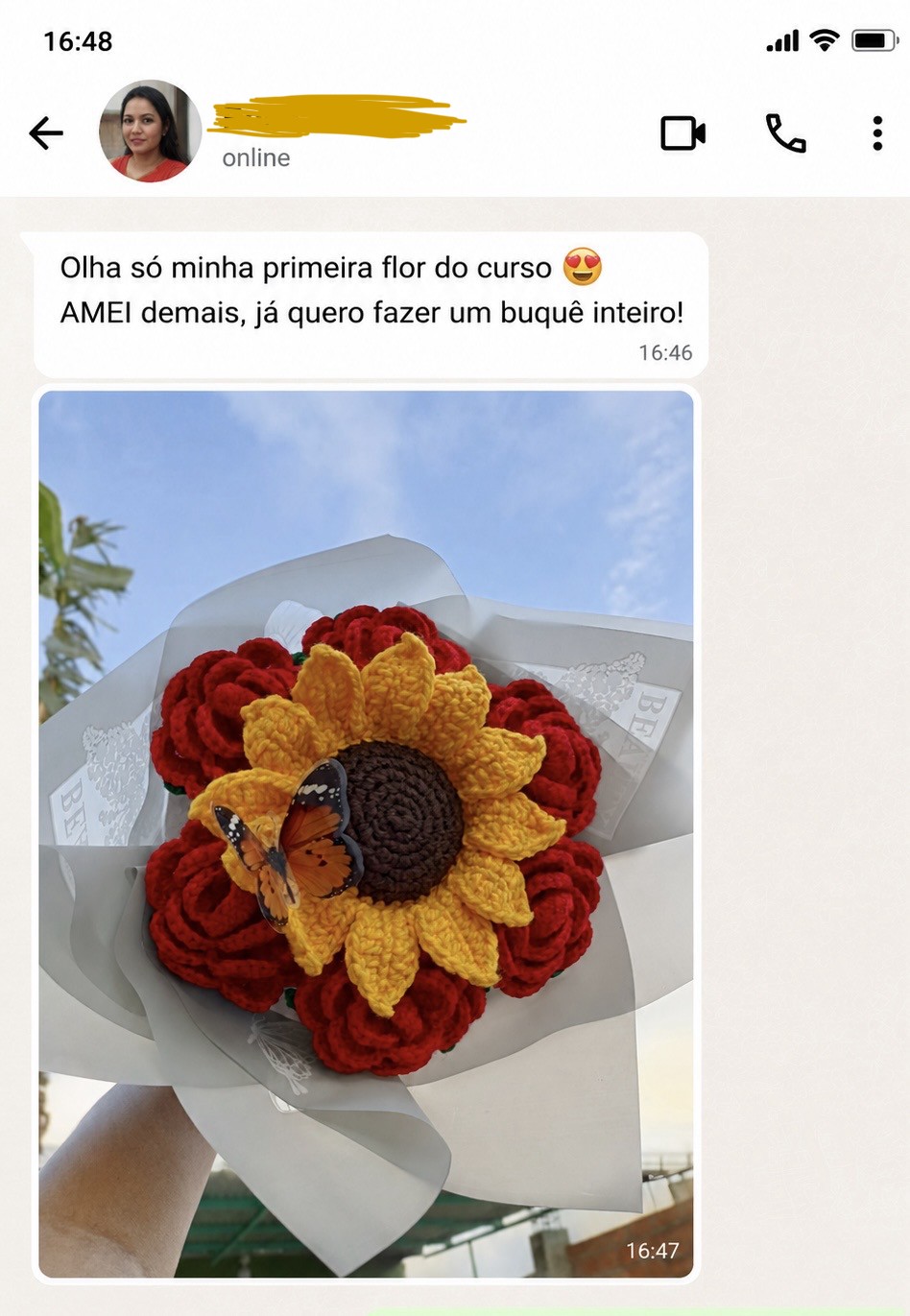 Depoimento de aluna no WhatsApp