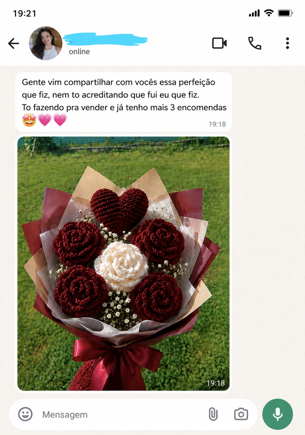 Depoimento de aluna no WhatsApp